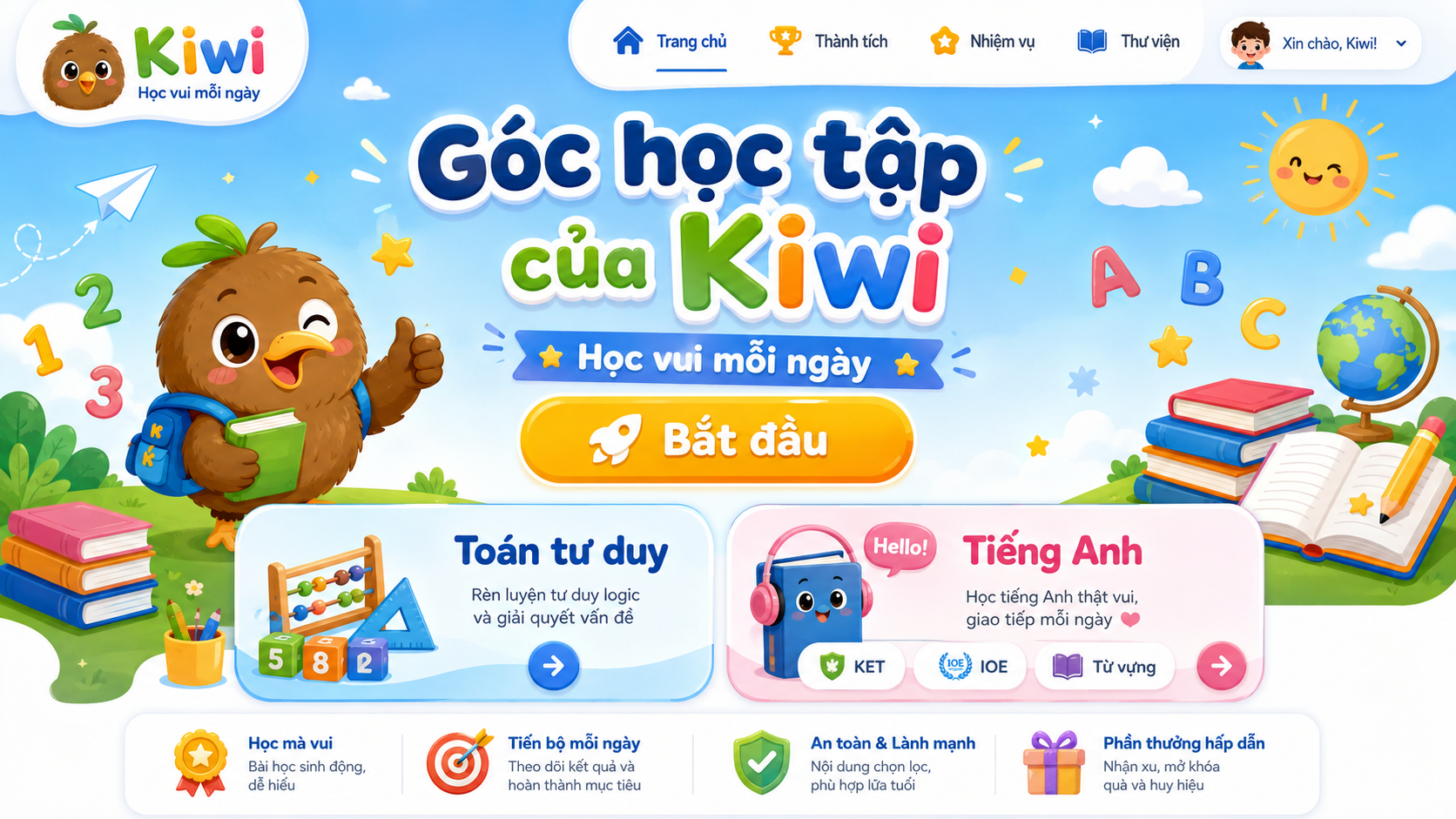 Góc học tập của Kiwi