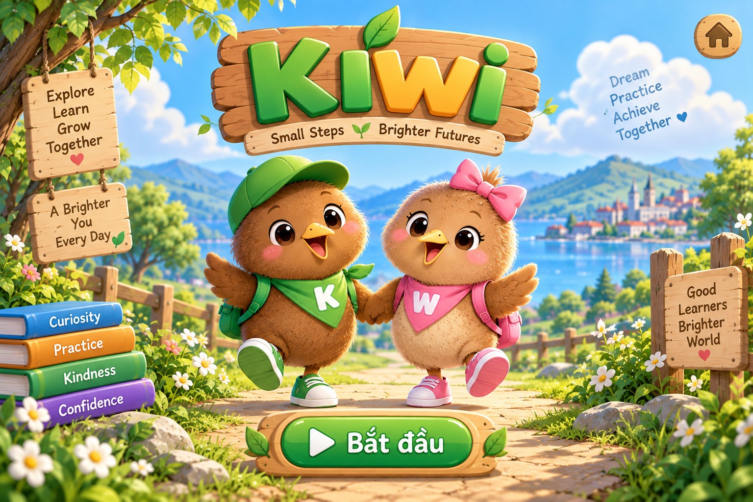 Trang chủ KIWI với hai bạn chim K và W